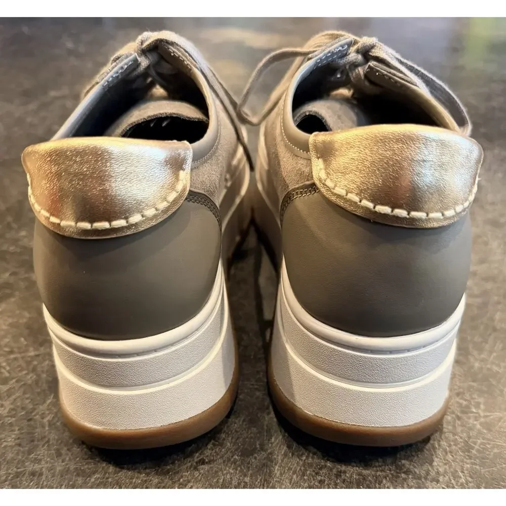 MICHAEL Michael Kors Hayes Platform Gray Leather Sneakers Women's Size 10M NWT